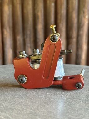 Red Custom USA Built Coil Tattoo Machine.